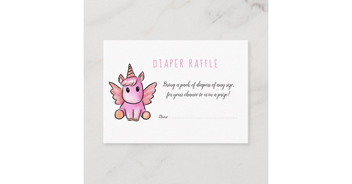 Unicorn Cute Minimalist Baby Shower Diaper Raffle Enclosure Card Zazzle Com