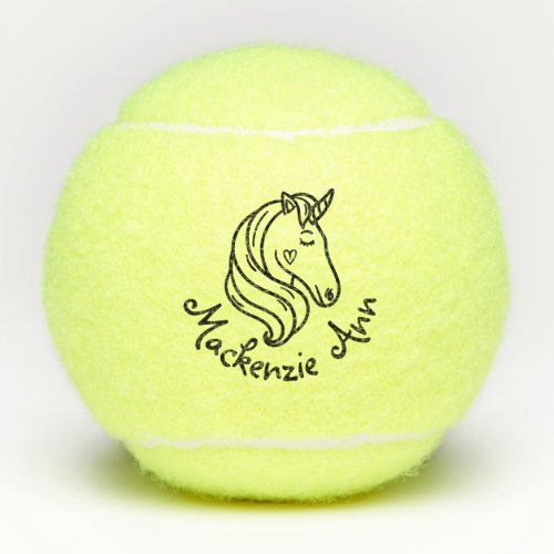 Unicorn Cute Personalized Kids Name Tennis Balls