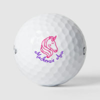 Unicorn Cute Personalized Name Purple Pink Golf Ba