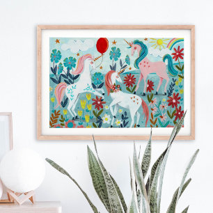 Unicorn cute rainbow girls poster