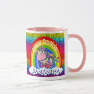 Unicorn Cute Rainbow Glitter Mug