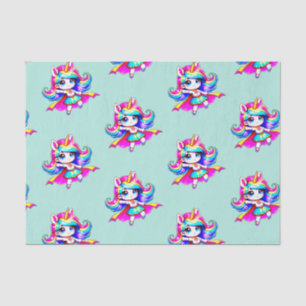 Unicorn cute super girl green pink tissue paper