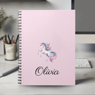 Unicorn Cute Watercolor Personalized Name Notebook