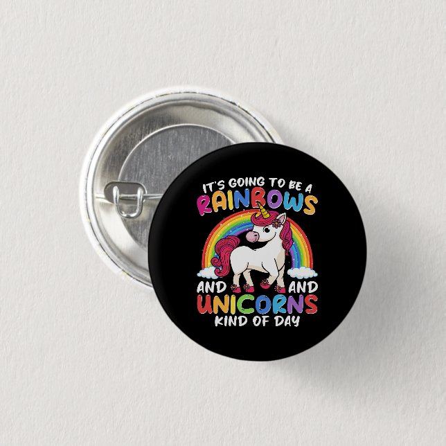 Unicorn Cute Whimsical Funny Rainbows And Unicorns Button (Front & Back)