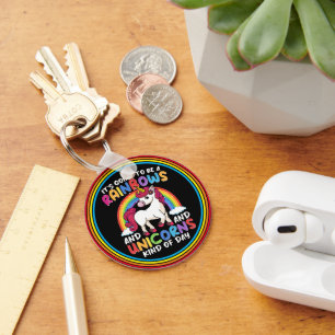 Unicorn Cute Whimsical Funny Rainbows And Unicorns Keychain