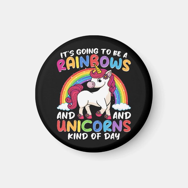 Unicorn Cute Whimsical Funny Rainbows And Unicorns Magnet (Front)