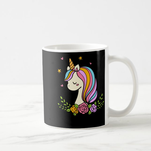 Unicorn Cute Whimsical Girly D Name  Coffee Mug (Right)
