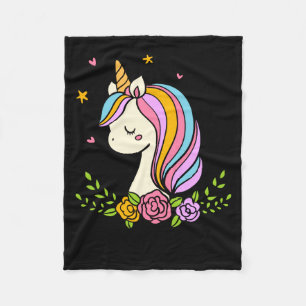 Unicorn Cute Whimsical Girly D Name Fleece Blanket