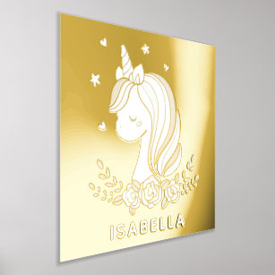 Unicorn Cute Whimsical Girly Personalized Name Foil Prints