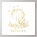 Unicorn Cute Whimsical Girly Personalized Name Foil Prints<br><div class="desc">Unicorn Cute Whimsical Girly Pink Floral Personalized Name Kids Foil Print Poster features a cute unicorn with stars,  hearts and flowers and personalized with your name. Perfect gift for girls for birthday,  Christmas,  holidays and more. Designed by ©Evco Studio www.zazzle.com/store/evcostudio</div>