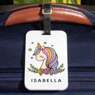 Unicorn Cute Whimsical Girly Personalized Name Luggage Tag