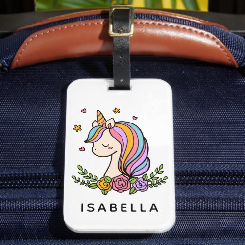 Unicorn Cute Whimsical Girly Personalized Name Luggage Tag
