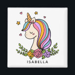 Unicorn Cute Whimsical Girly Personalized Name Magnet<br><div class="desc">Unicorn Cute Whimsical Girly Pink Floral Personalized Name Magnet features a cute unicorn with stars,  hearts and flowers. Perfect for water bottles,  best friends,  birthday party gifts and favors. Personalize by editing the text in the text box provided. Designed by ©Evco Studio www.zazzle.com/store/evcostudio</div>