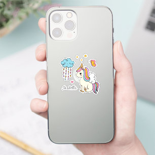 Unicorn Cute Whimsical Girly Personalized Name Sticker