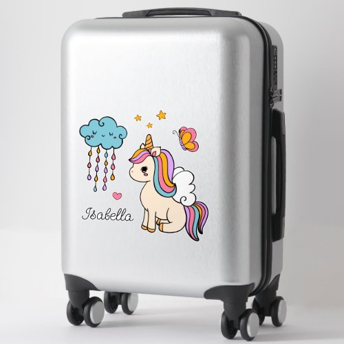 Unicorn Cute Whimsical Girly Personalized Name Sticker