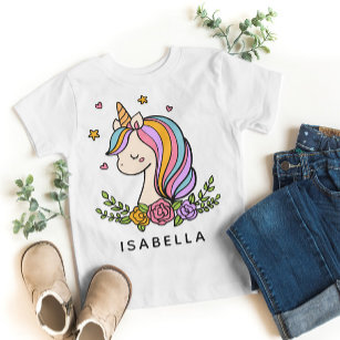 Unicorn Cute Whimsical Girly Personalized Name T-Shirt