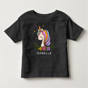 Unicorn Cute Whimsical Girly Personalized Name Toddler T-shirt