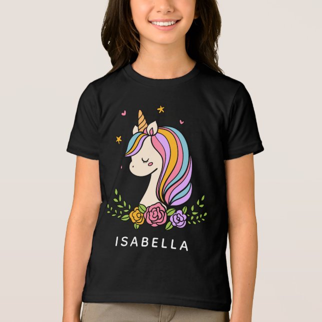 Unicorn Cute Whimsical Girly Personalized Name Tri-Blend Shirt (Front)