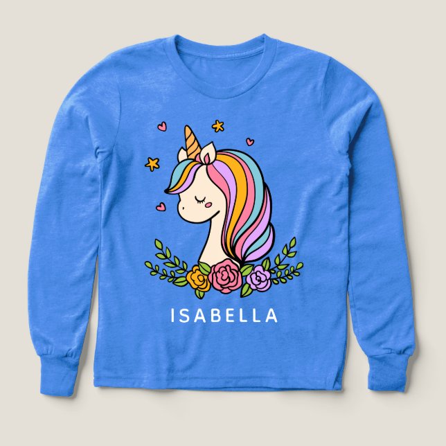 Unicorn Cute Whimsical Girly Personalized Name Tri-Blend Shirts (Design Front)