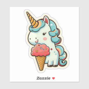 Unicorn cute with Ice Cream Pastel colors Sticker