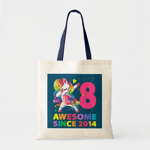 Unicorn Dabbing 8th Birthday Girl Unicorn Party 8 Tote Bag