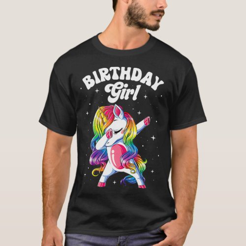 Unicorn Dabbing Birthday Girl Kids Rainbow Dab T_Shirt