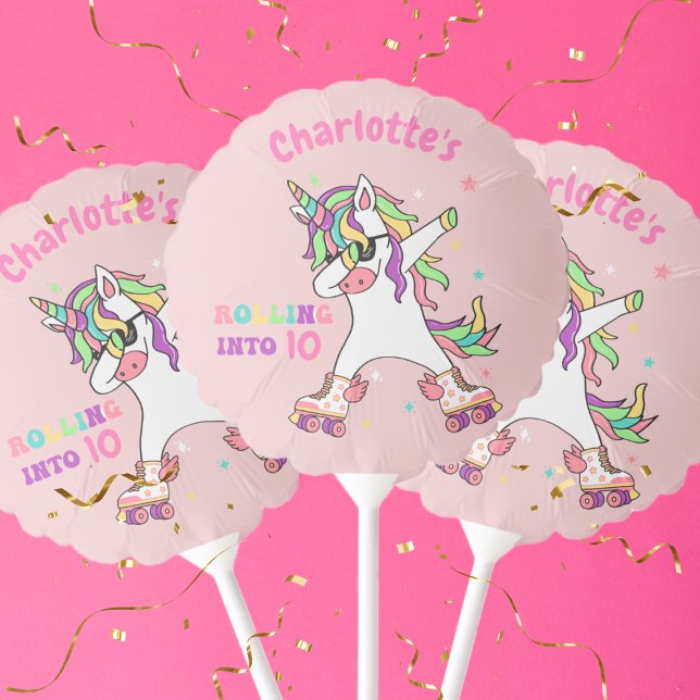 Unicorn Dabbing Roller Skating Birthday Balloon (Creator Uploaded)