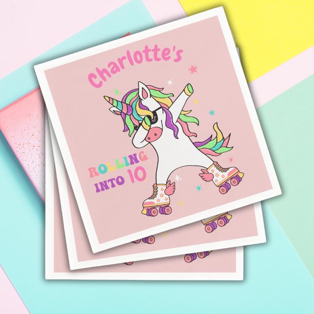 Unicorn Dabbing Roller Skating Birthday Napkins (Creator Uploaded)