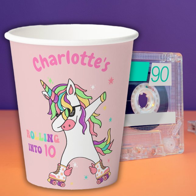 Unicorn Dabbing Roller Skating Birthday Paper Cups (Creator Uploaded)