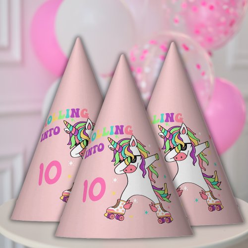 Unicorn Dabbing Roller Skating Birthday Party Hat