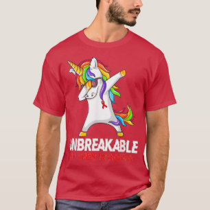 Unicorn Dabbing Unbreakable Hiv Aids Warrior Ribbo T-Shirt