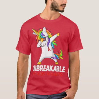 Unicorn Dabbing Unbreakable Hiv Aids Warrior Ribbo T-Shirt