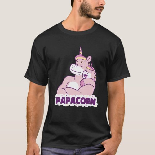 Unicorn Daddy And Baby Dad Papa Children Father Fa T_Shirt