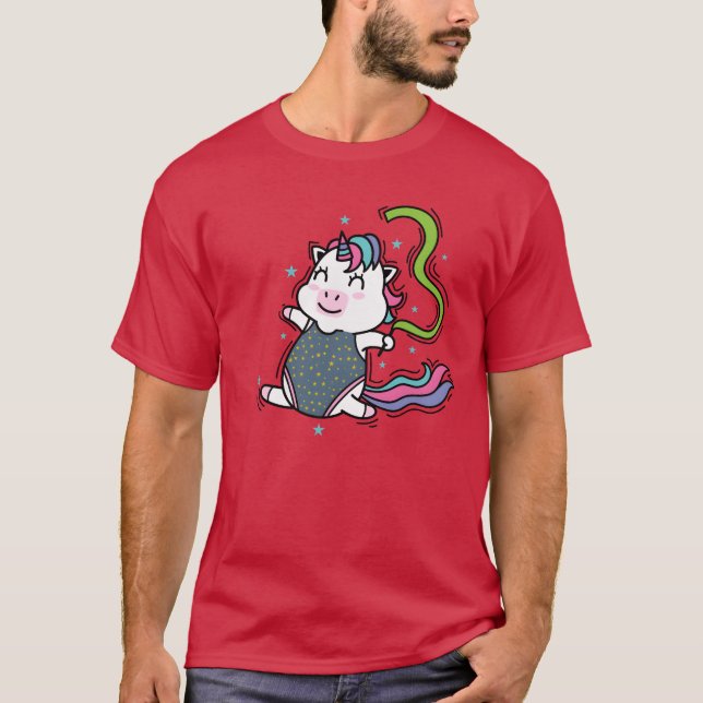 Unicorn dancing Mythical Creature Sport family gif T-Shirt (Front)