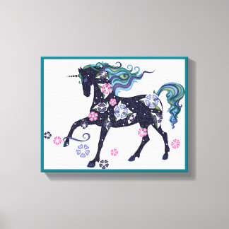 Unicorn - Dark Blue Canvas Print