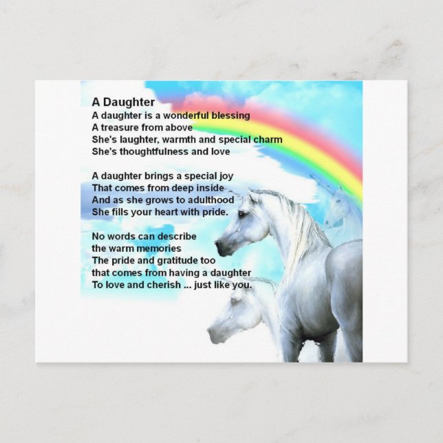 unicorn - Daughter Poem Postcard (Front)