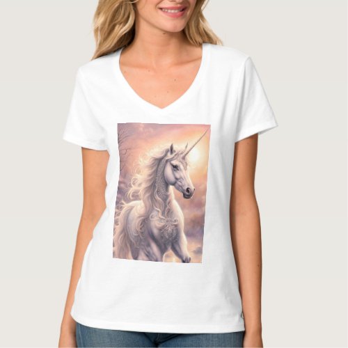 Unicorn Dawn Fantasy Art Design T_Shirt