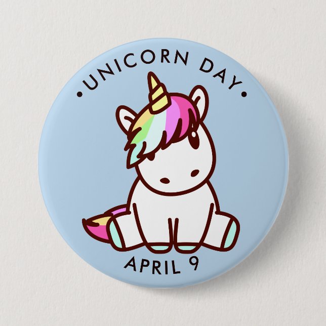 Unicorn Day, cute kawaii unicorn Button (Front)
