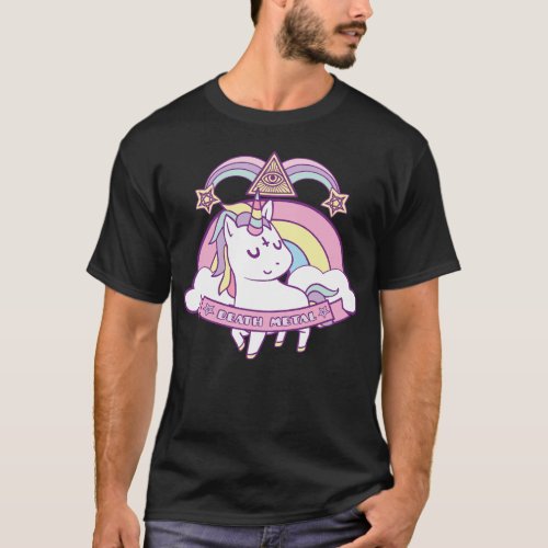Unicorn Death Metal Lover Rainbow Gift T_Shirt