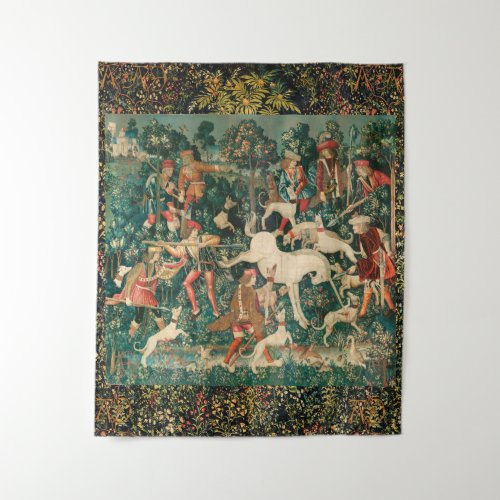 UNICORN DEFENDS ITSELFOther Animals Green Tapestry