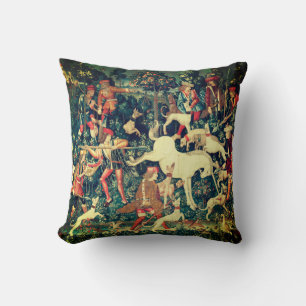 UNICORN DEFENDS ITSELF,Other Animals Green Throw Pillow