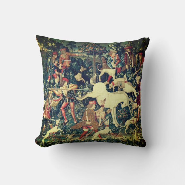 UNICORN DEFENDS ITSELF,Other Animals Green Throw Pillow (Front)