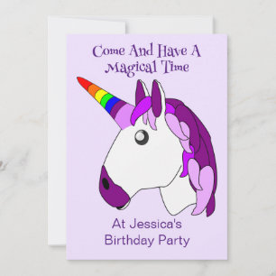 Unicorn Design Children's Birthday Party Invitation