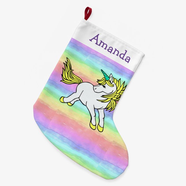 Unicorn Design Christmas Stocking (Front (Hanging))