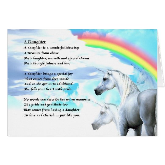 Unicorn Design - Daughter Poem Card | Zazzle.com