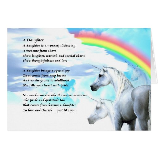 Unicorn Design - Daughter Poem Greeting Card | Zazzle