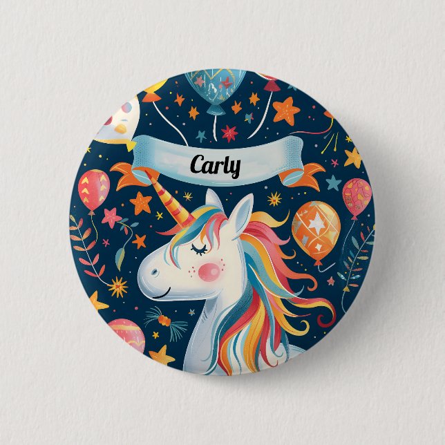 Unicorn design for kids button (Front)