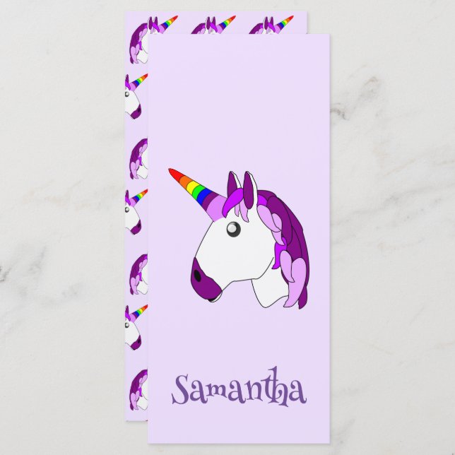 Unicorn Design Personalised Bookmark (Front/Back)