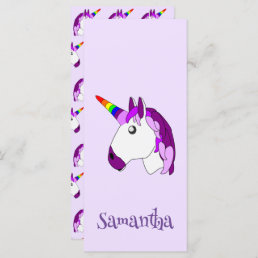 Unicorn Design Personalised Bookmark