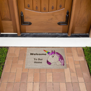 Unicorn Design Personalised Fiber Doormat